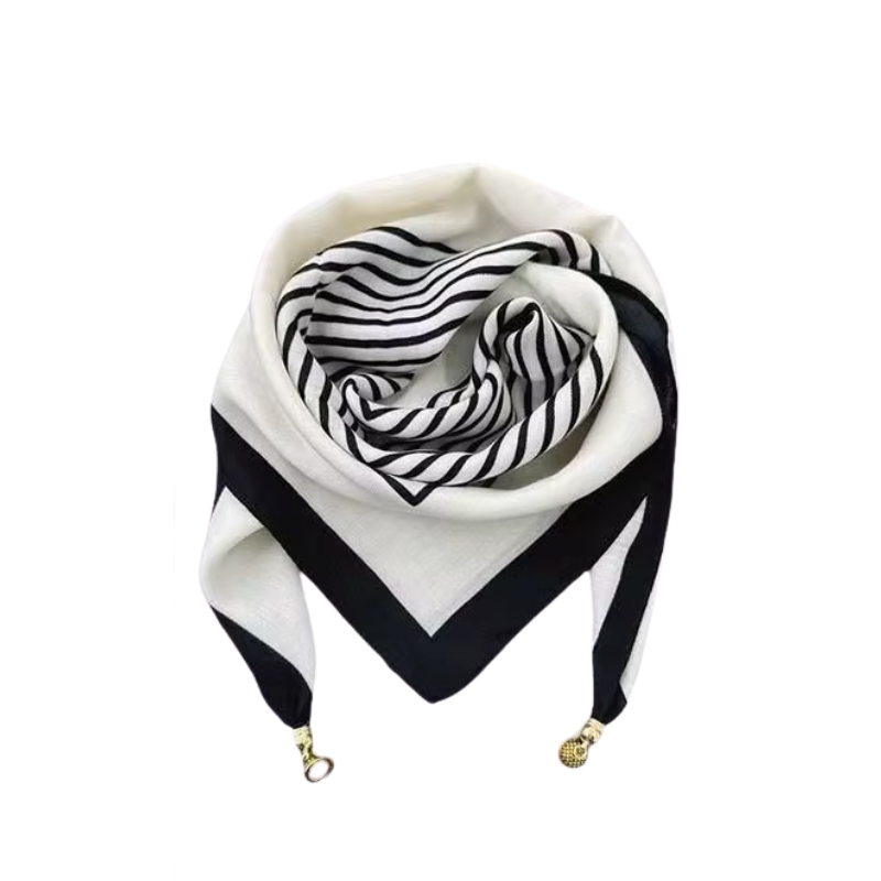 Chèche Foulard Breloques - Noir et Blanc - 70*70cm