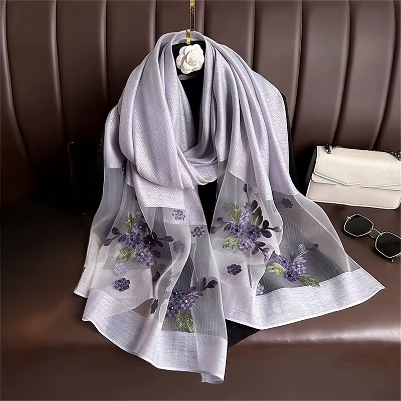 Foulard Brodé Fleurs
