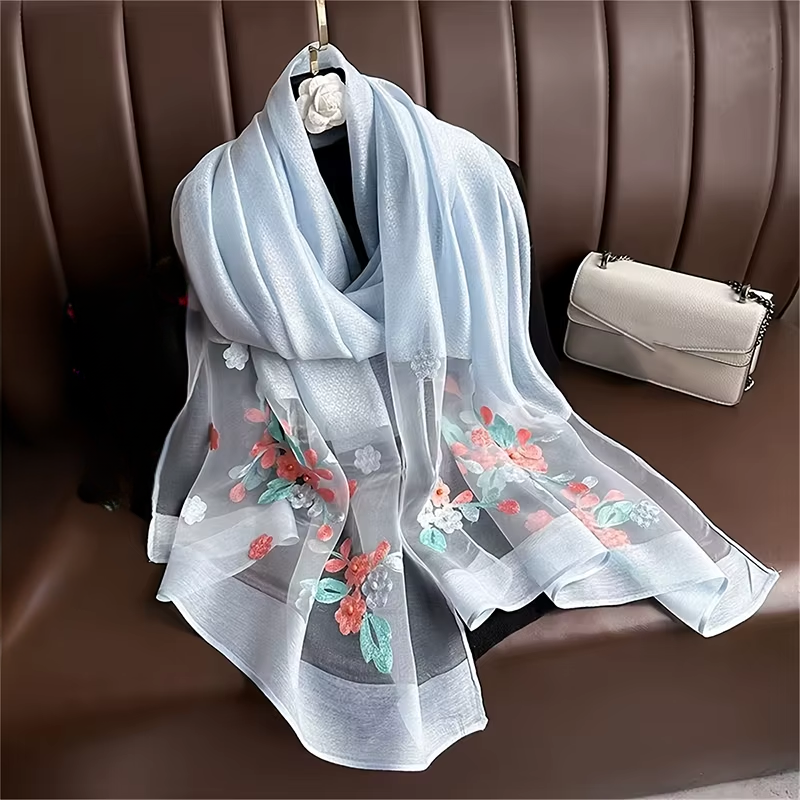 Foulard Brodé Fleurs
