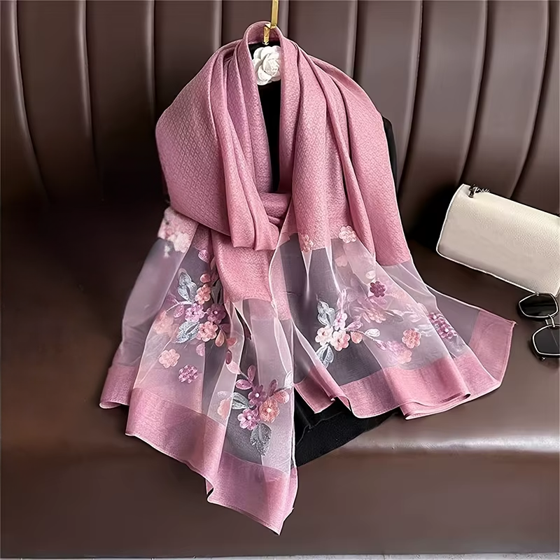 Foulard Brodé Fleurs