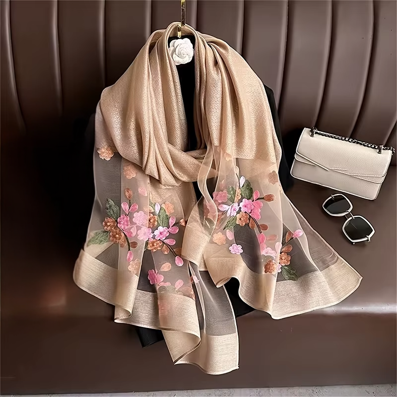 Foulard Brodé Fleurs