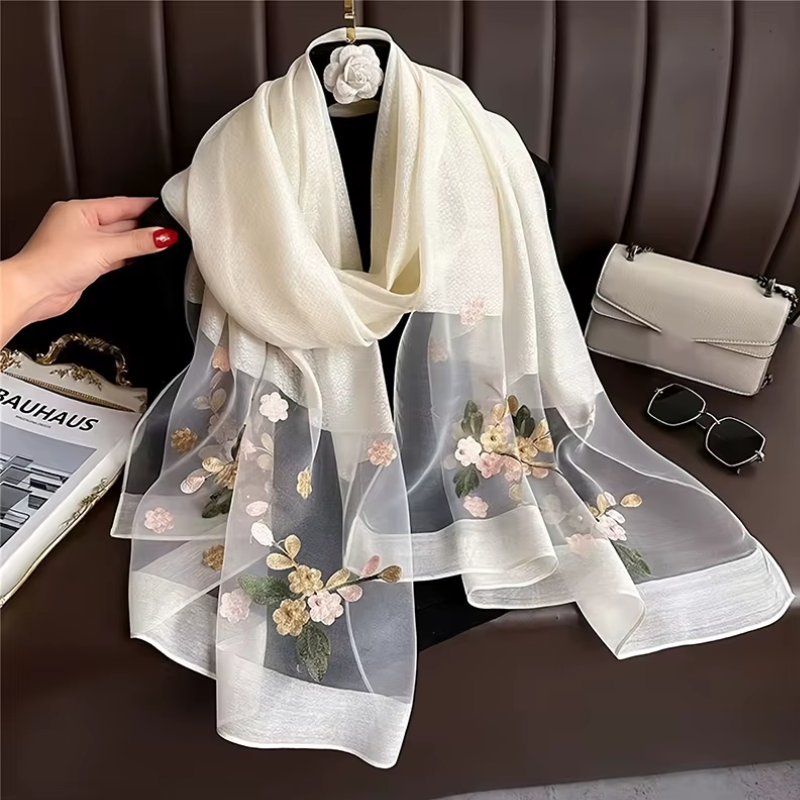 Foulard Brodé Fleurs
