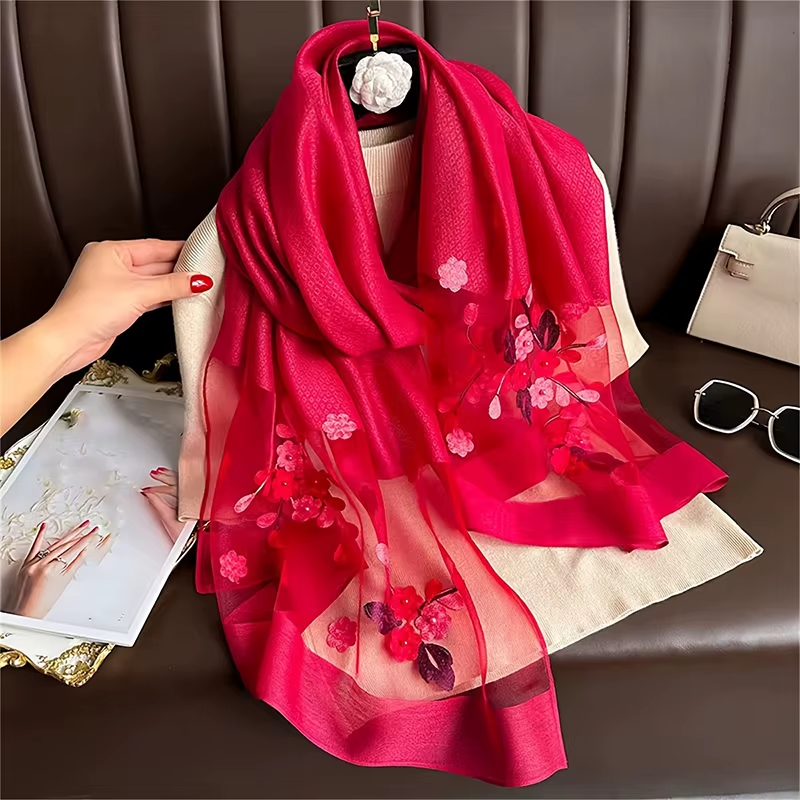 Foulard Brodé Fleurs
