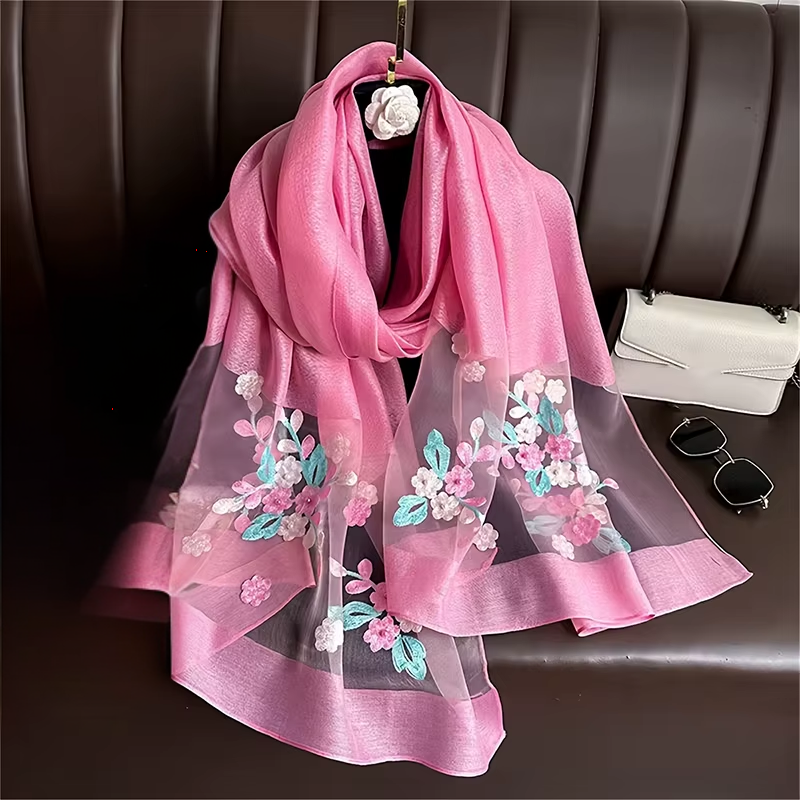 Foulard Brodé Fleurs