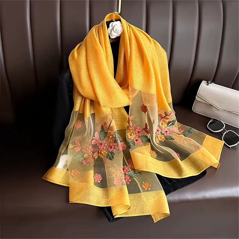 Foulard Brodé Fleurs