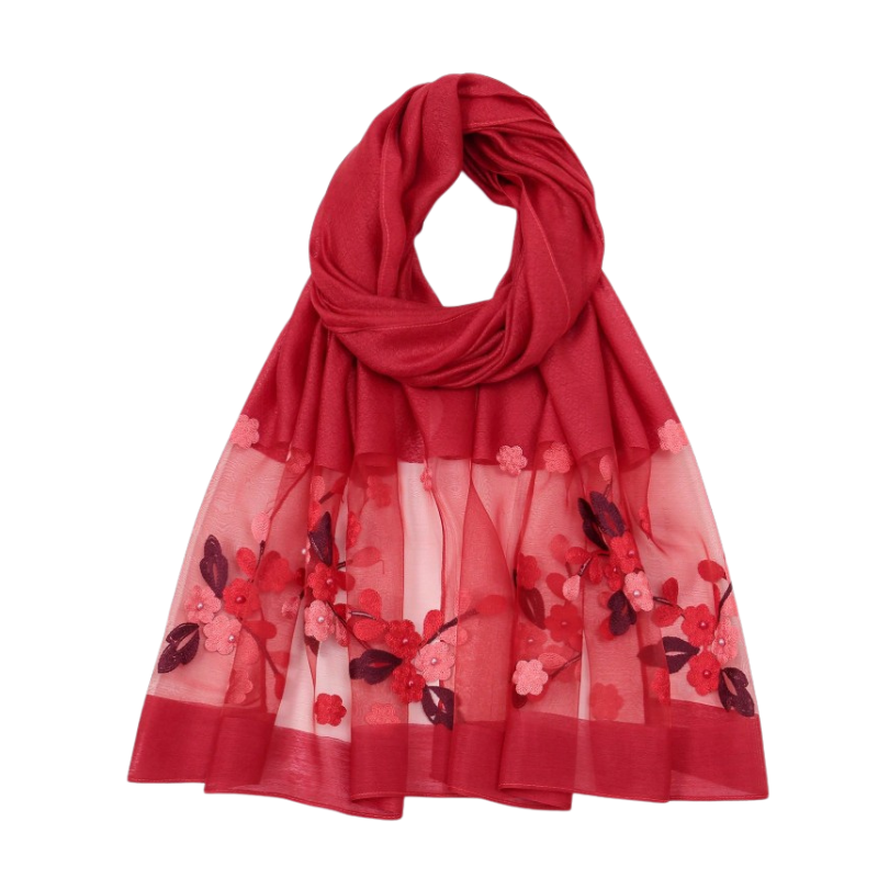 Foulard Brodé Fleurs