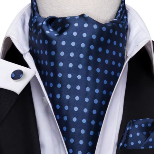 Cravate Ascot - Bleu à Pois