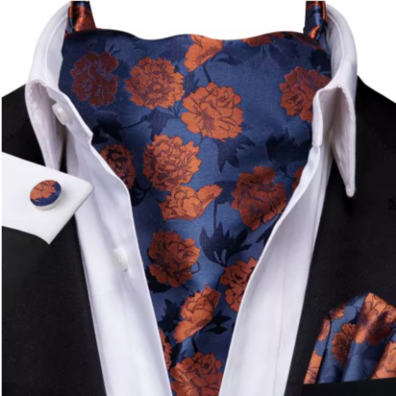 Foulard Cravate Mariage - Bleu Marine et Cuivre