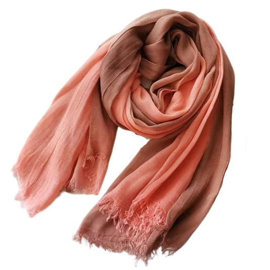 Chèche Rose Corail et Chocolat 90*190cm
