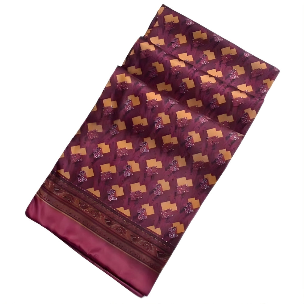 Foulard de Cou en Soie pour Homme - Bordeaux et Moutarde - 160*26cm