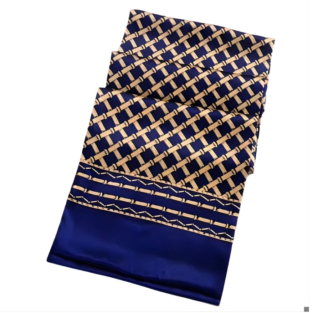 Foulard de Cou en Soie pour Homme - Navy et Or - 160*26cm