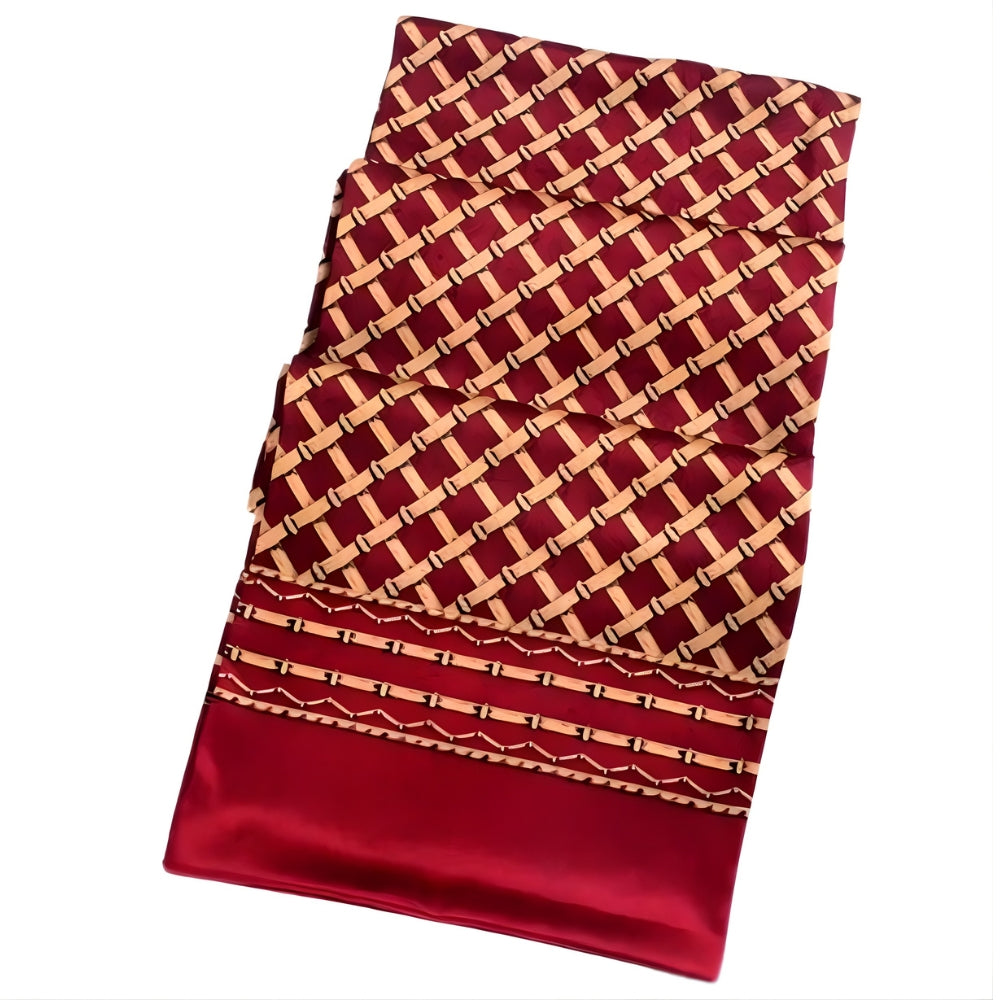 Foulard de Cou en Soie pour Homme - Bordeaux et Orné - 160*26cm
