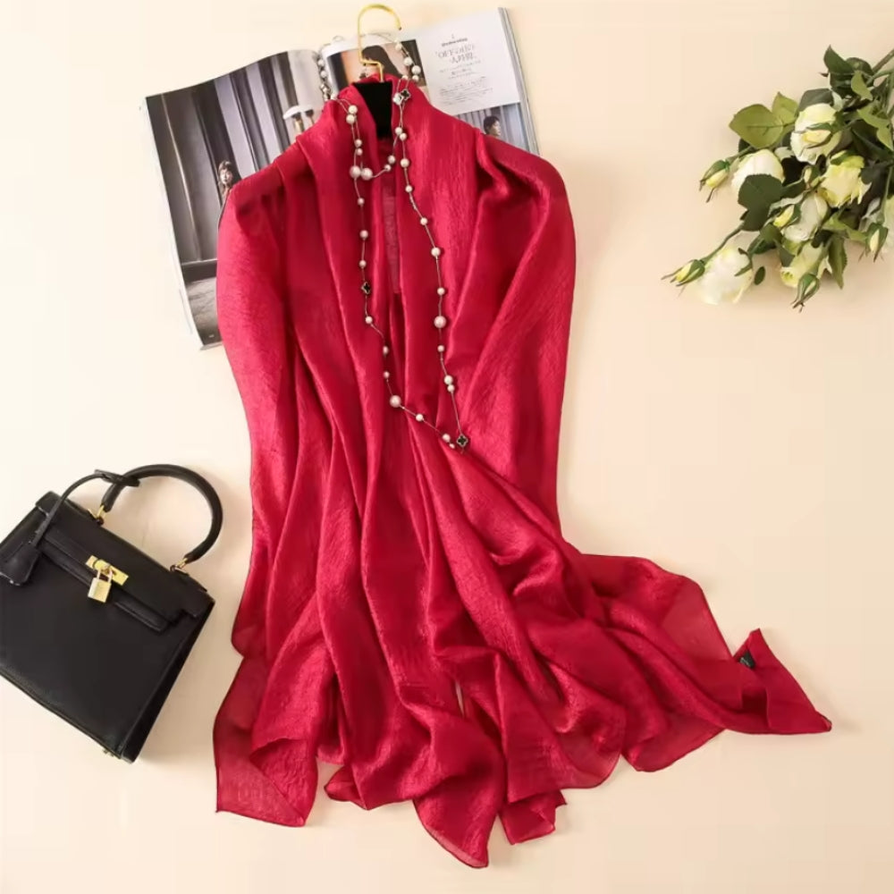 Echarpe Fantaisie Satin - Rouge Cerise - 180*90cm