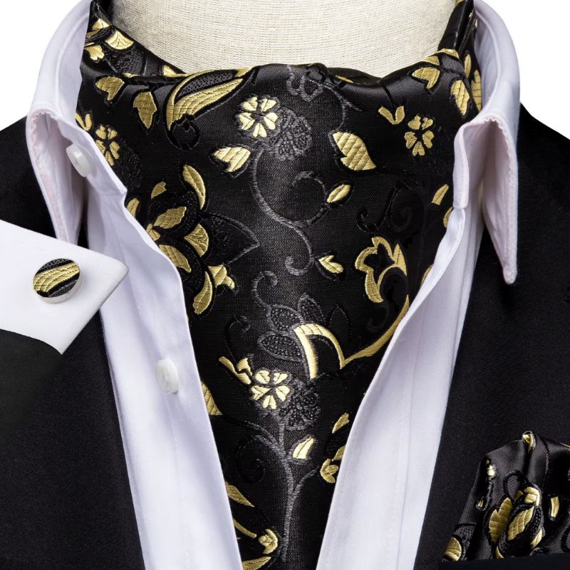 Foulard Ascot Homme Noir et Jaune 