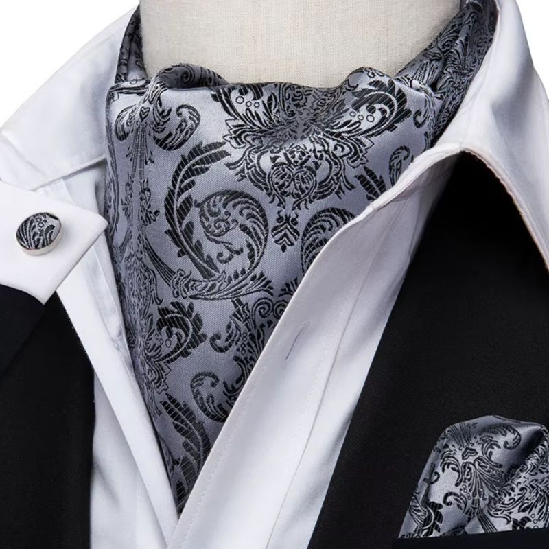 Foulard Ascot Homme Gris et Noir