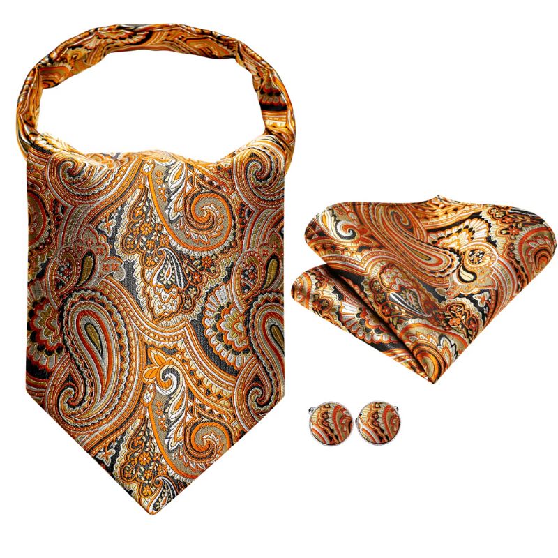 Foulard Ascot Homme en Soie Jaune Doré