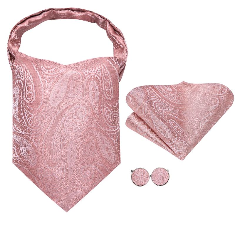 Foulard Ascot Homme en Soie Rose pâle 