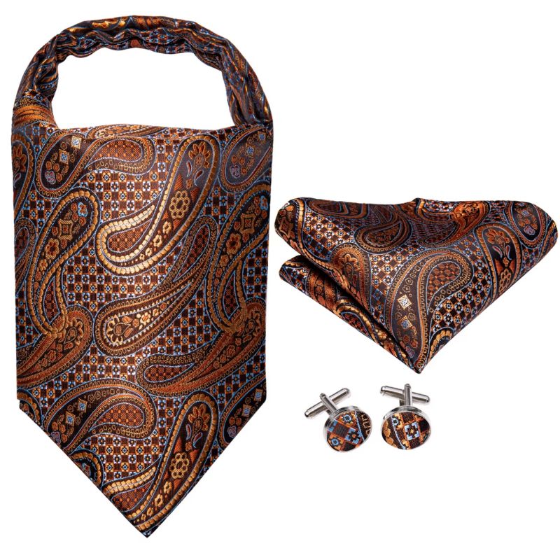 Foulard Ascot Homme en Soie Jaune et bleu