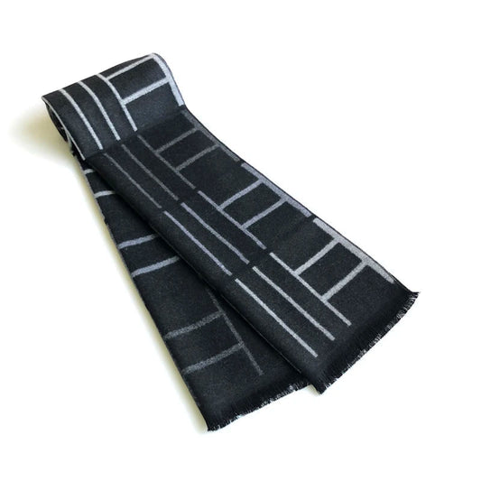 Echarpe Homme Noire Gris Charbon et Argent 180x30cm