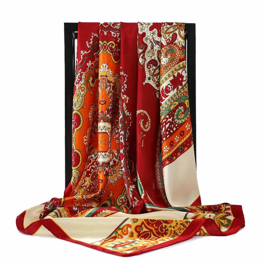 Foulard Carré 90x90 Rouge et Orange 90*90cm