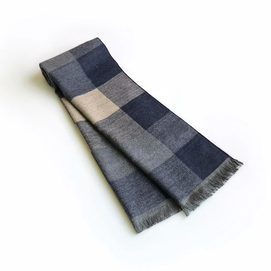 Echarpe Bleu Marine Homme Gris et Beige 180*30cm