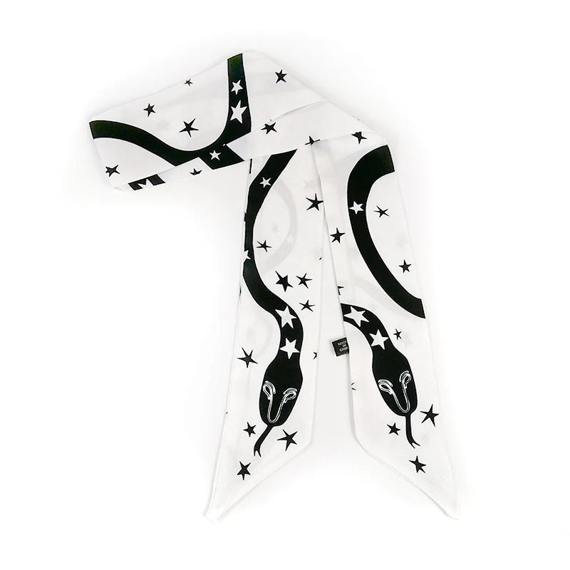 Foulard Bandeau Cheveux Blanc et Noir 90*5.5cm