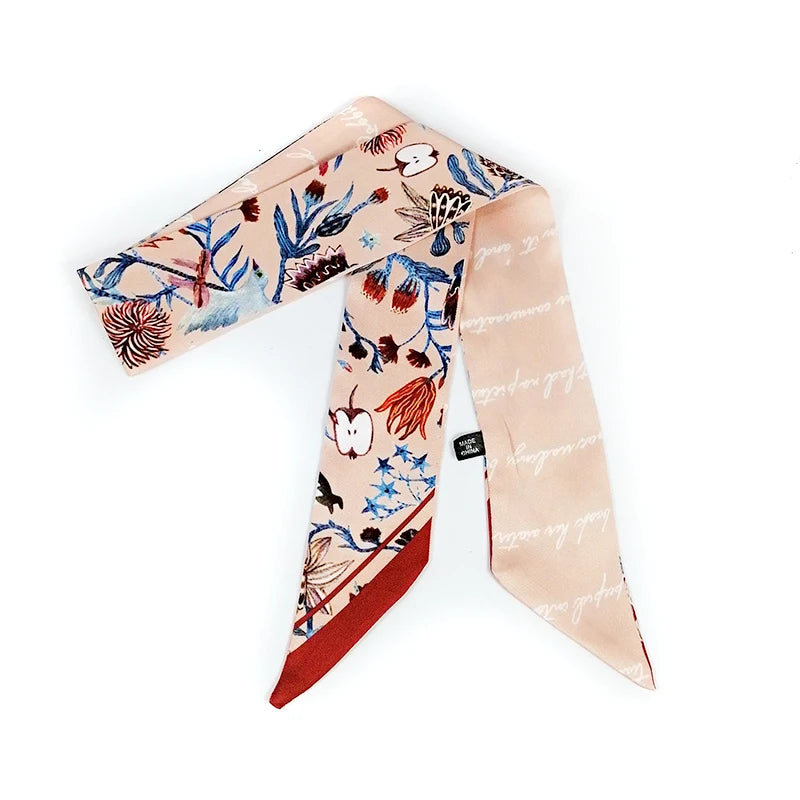 Foulard Bandeau Cheveux Rose Pâle et Terracotta 90*5.5cm