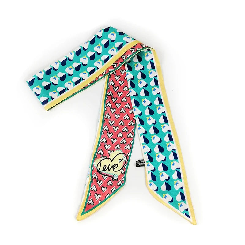 Foulard Bandeau Cheveux Turquoise et Rouge 90*5.5cm
