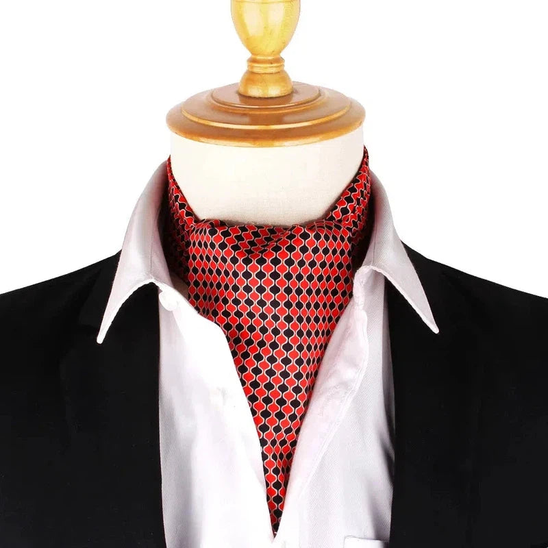 Foulard Ascot à Motifs Rouge à Pois 