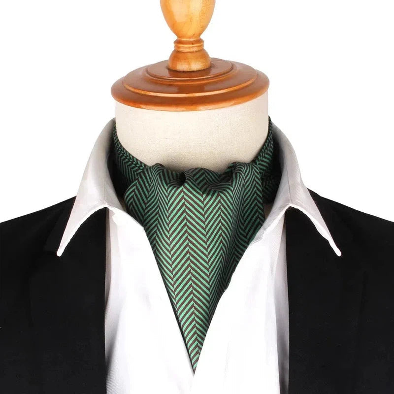 Foulard Ascot à Motifs Vert Sapin 