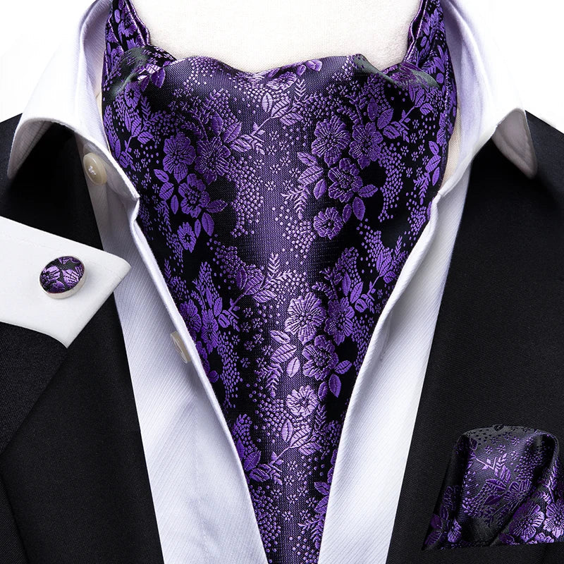 Foulard Ascot Homme Violet et Noir 