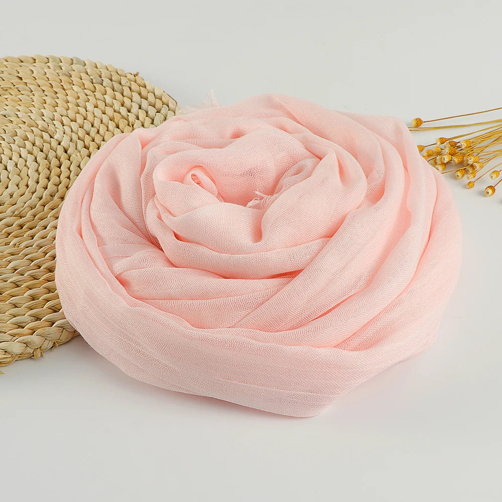 Chèche Coton Uni - Rose Pâle - 190*100cm