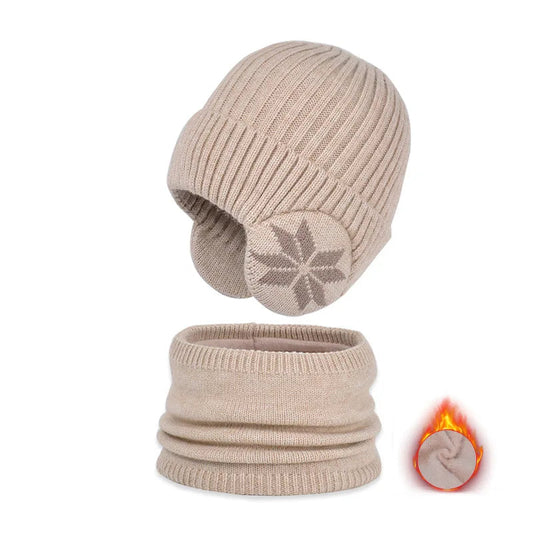 Bonnet et Snood Ensemble Enfant Garçon Beige Clair 