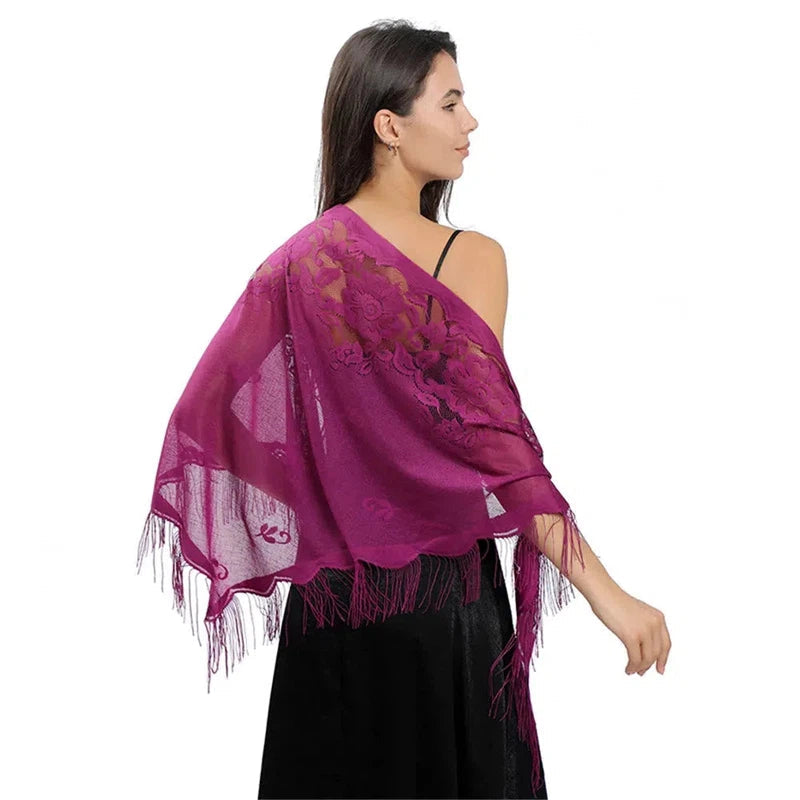 Châle Dentelle Violet Foncé 180*130cm