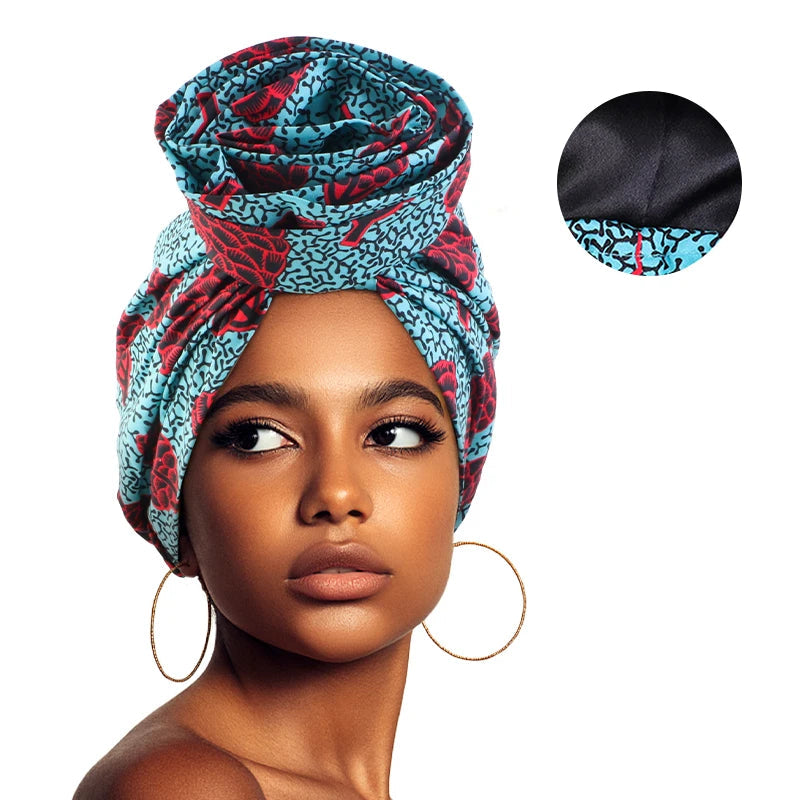 Foulard Africain Déjà Fait Rouge et Bleu Ciel 