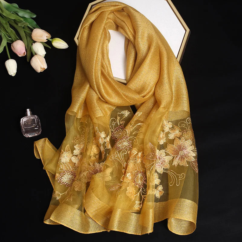 Etole Brodée Mariage Jaune Doré 80x190cm