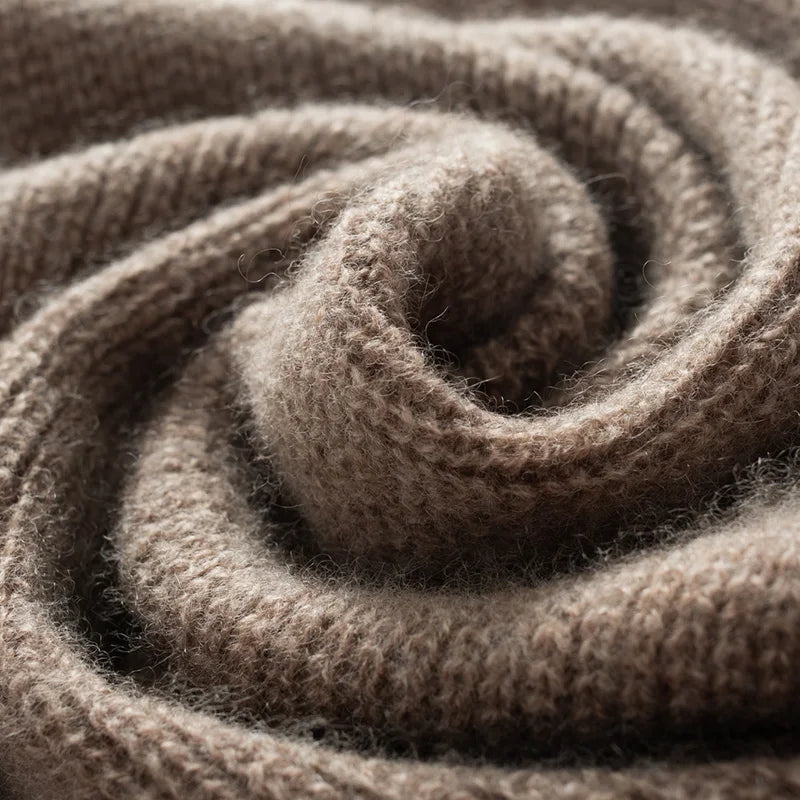 Écharpe Cachemire Unie gros plan texture laine - Sable Clair - Noir Ébène - Marron Clair - Crème Douce - Anthracite