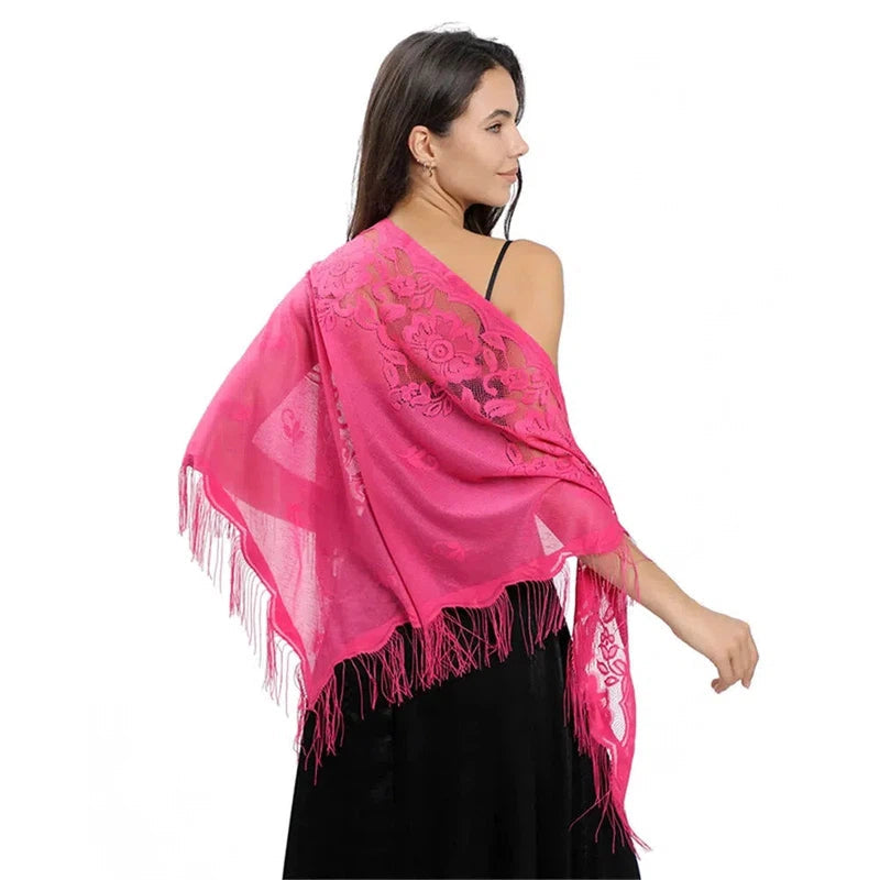 Châle Dentelle Fuchsia Fluo 180*130cm