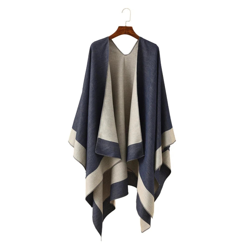 Echarpe Châle Plaid Gris Foncé et Beige 130*160cm