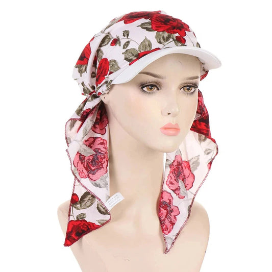Casquette Visière Foulard Rouge et Vert Olive 