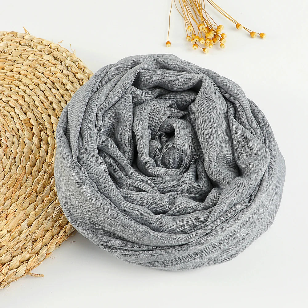 Chèche Coton Uni - Gris Clair - 190*100cm