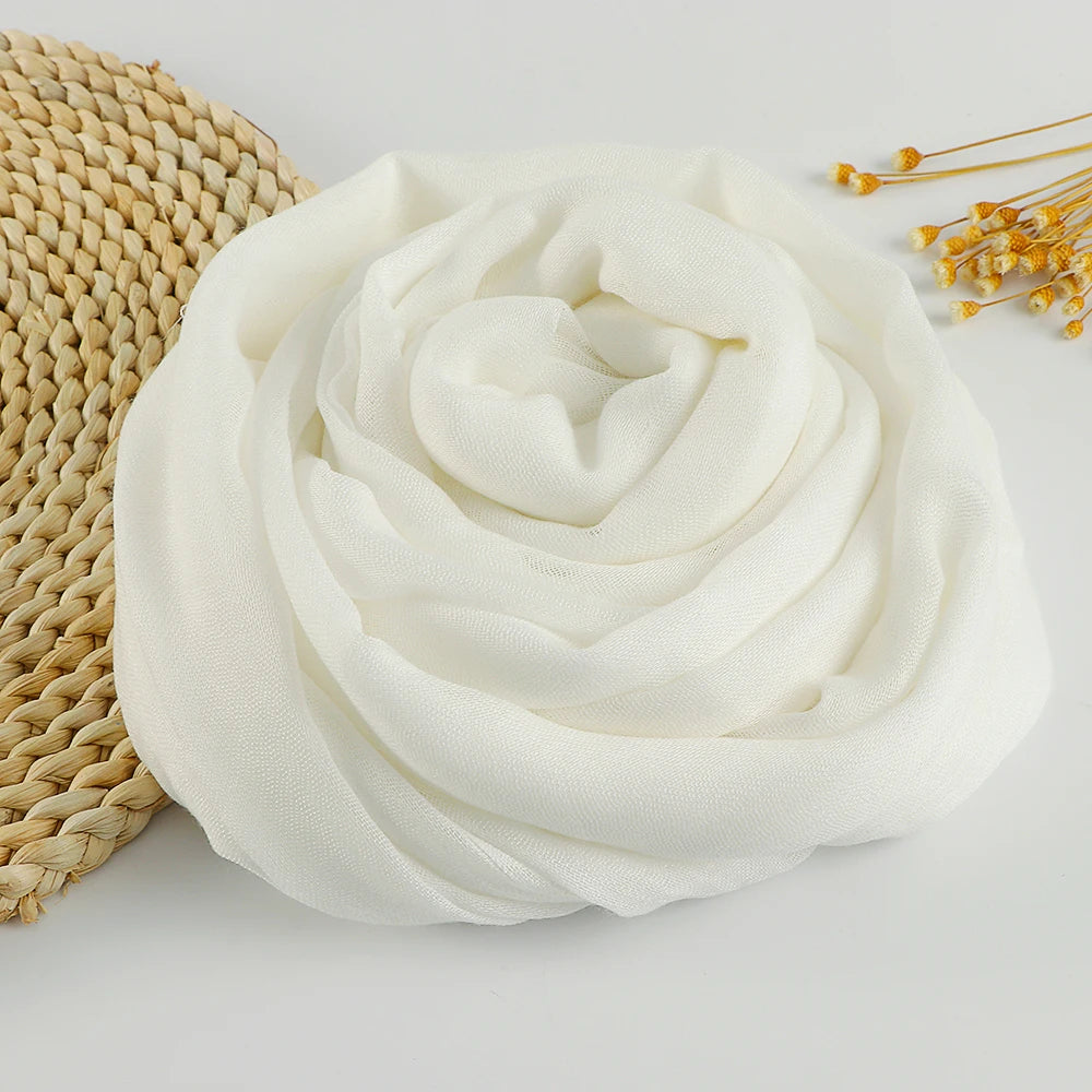 Chèche Coton Uni - Blanc Crème - 190*100cm