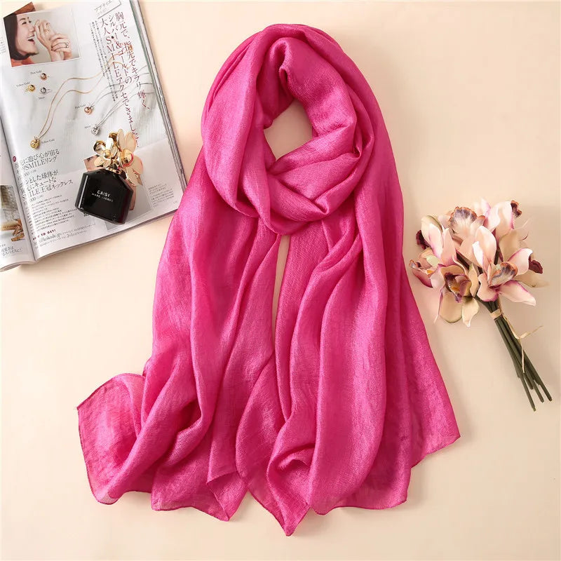 Long Foulard Satiné - Fuchsia Intense - 180x90cm