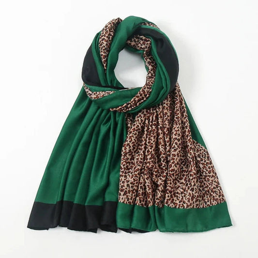 Chèche Echarpe Léopard Vert et Beige 180*90cm