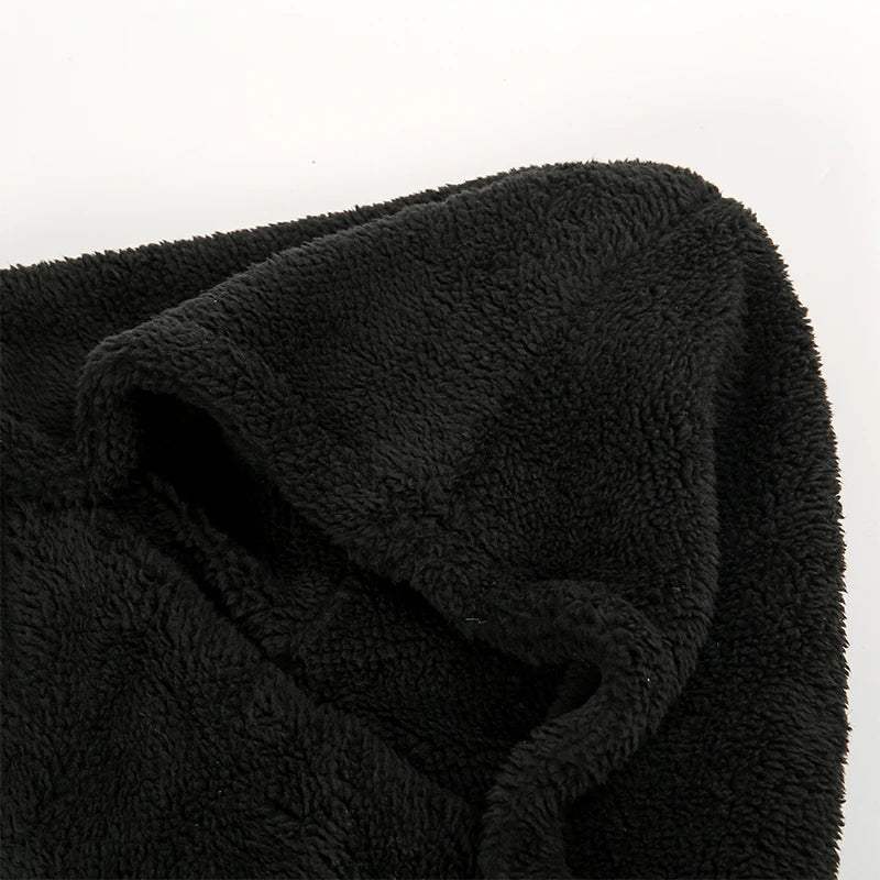 Capuche Echarpe Polaire Femme Noir 220x10cm