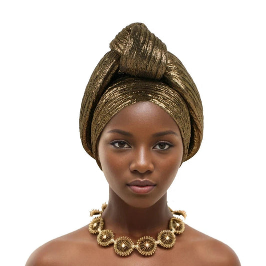Foulard Africain Pour Cheveux Bronze 
