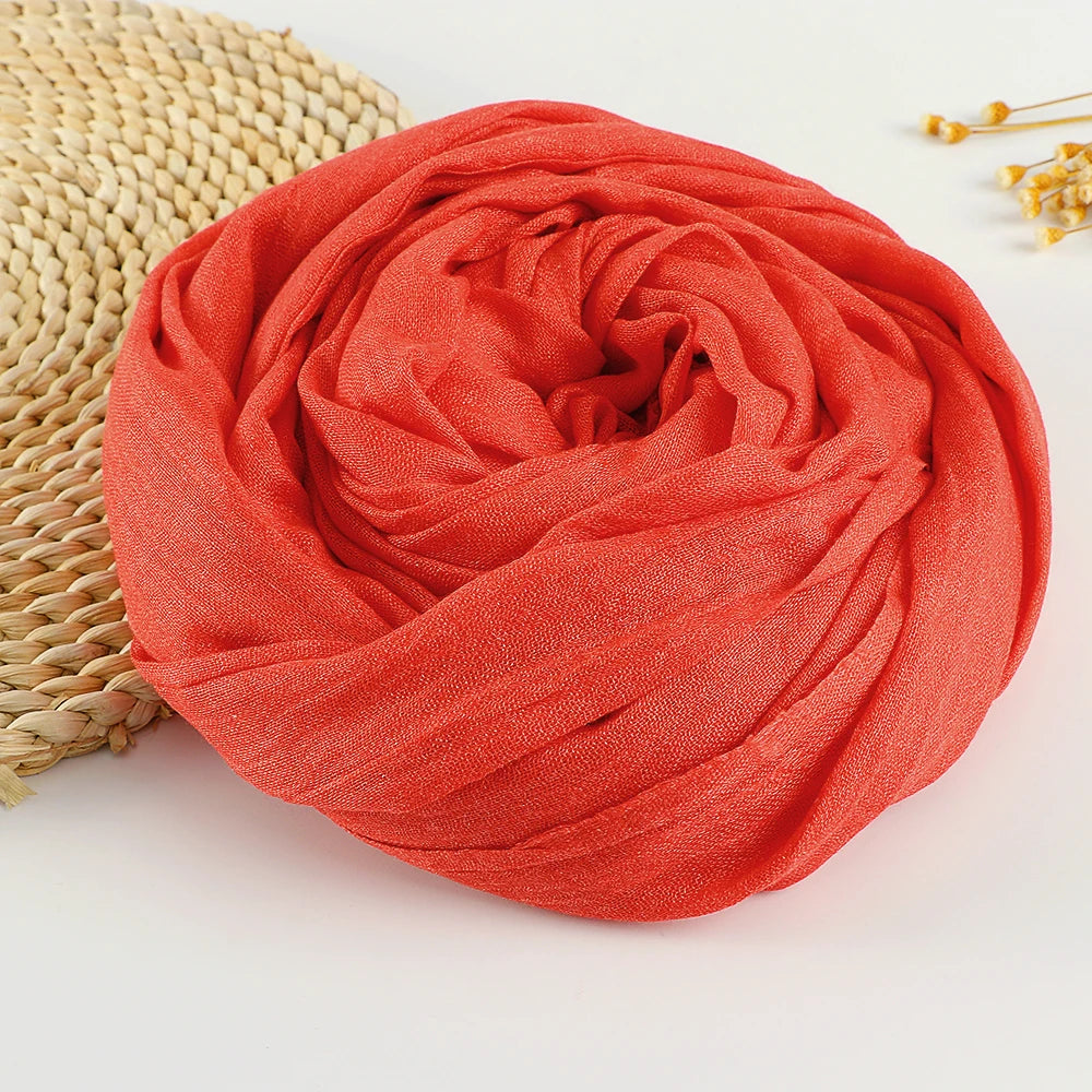 Chèche Coton Uni - Corail Éclatant - 190*100cm