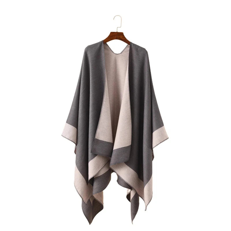 Echarpe Châle Plaid Gris Clair et Beige 130*160cm