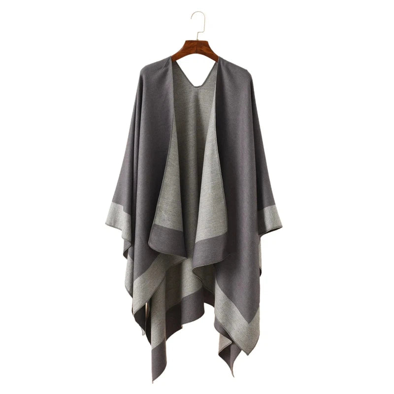 Echarpe Châle Plaid Gris Ardoise et Vert Pâle 130*160cm