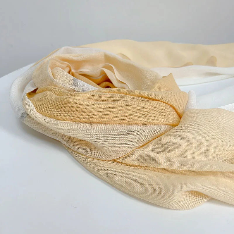 Echarpe Coton et Lin gros plan tissu léger - Rose et Olive - Marron et Beige - Gris Clair et Crème - Jaune et Blanc - Gris Foncé et Blanc